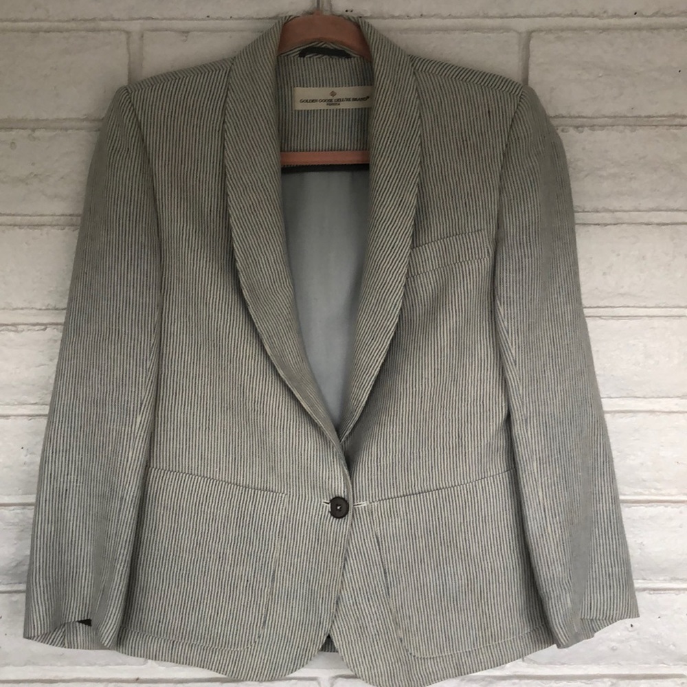 Golden Goose Deluxe single breasted flax linen blazer